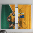 Australia Wallabies Kangaroo Window Curtain Australia Flag And Lightning Bolt - Aboriginal Rugby Mascot
