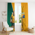 Australia Wallabies Kangaroo Window Curtain Australia Flag And Lightning Bolt - Aboriginal Rugby Mascot