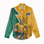 Australia Wallabies Kangaroo Women Casual Shirt Australia Flag And Lightning Bolt - Aboriginal Rugby Mascot