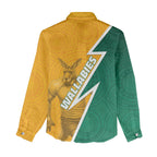 Australia Wallabies Kangaroo Women Casual Shirt Australia Flag And Lightning Bolt - Aboriginal Rugby Mascot