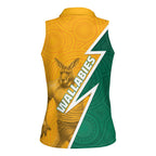 Australia Wallabies Kangaroo Women Sleeveless Polo Shirt Australia Flag And Lightning Bolt - Aboriginal Rugby Mascot