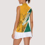 Australia Wallabies Kangaroo Women Sleeveless Polo Shirt Australia Flag And Lightning Bolt - Aboriginal Rugby Mascot