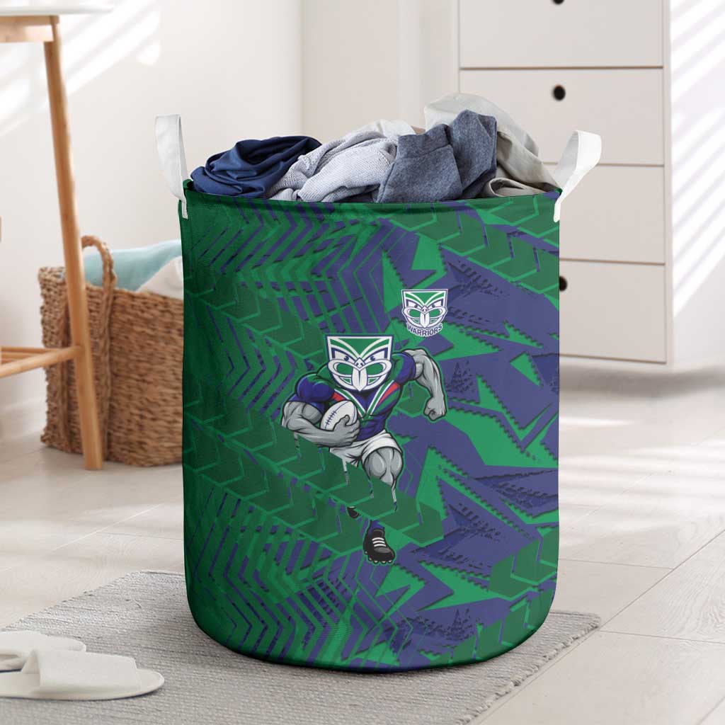 New Zealand Warriors Rugby Laundry Basket Fierce Mascot Geometric Tribal Art
