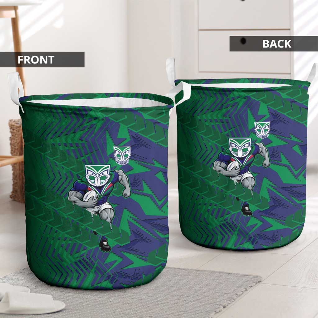 New Zealand Warriors Rugby Laundry Basket Fierce Mascot Geometric Tribal Art