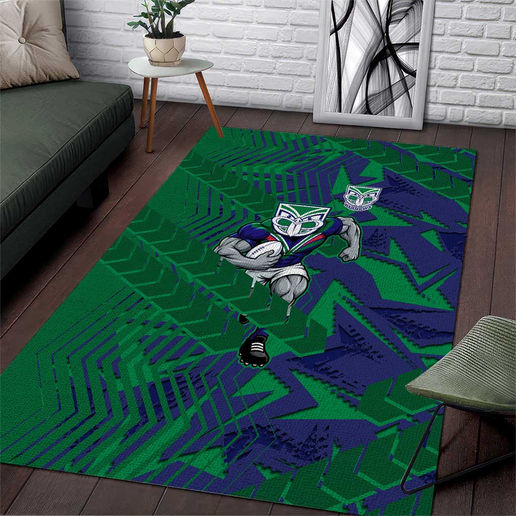 New Zealand Warriors Rugby Area Rug Fierce Mascot Geometric Tribal Art