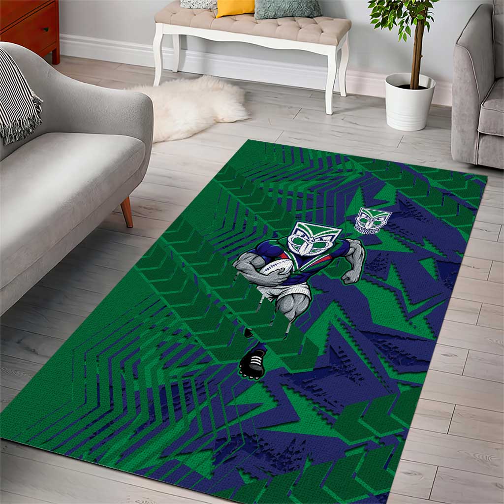 New Zealand Warriors Rugby Area Rug Fierce Mascot Geometric Tribal Art
