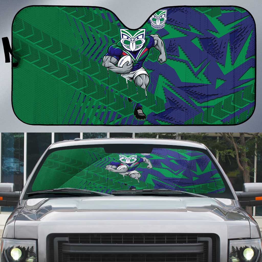 New Zealand Warriors Rugby Auto Sun Shade Fierce Mascot Geometric Tribal Art