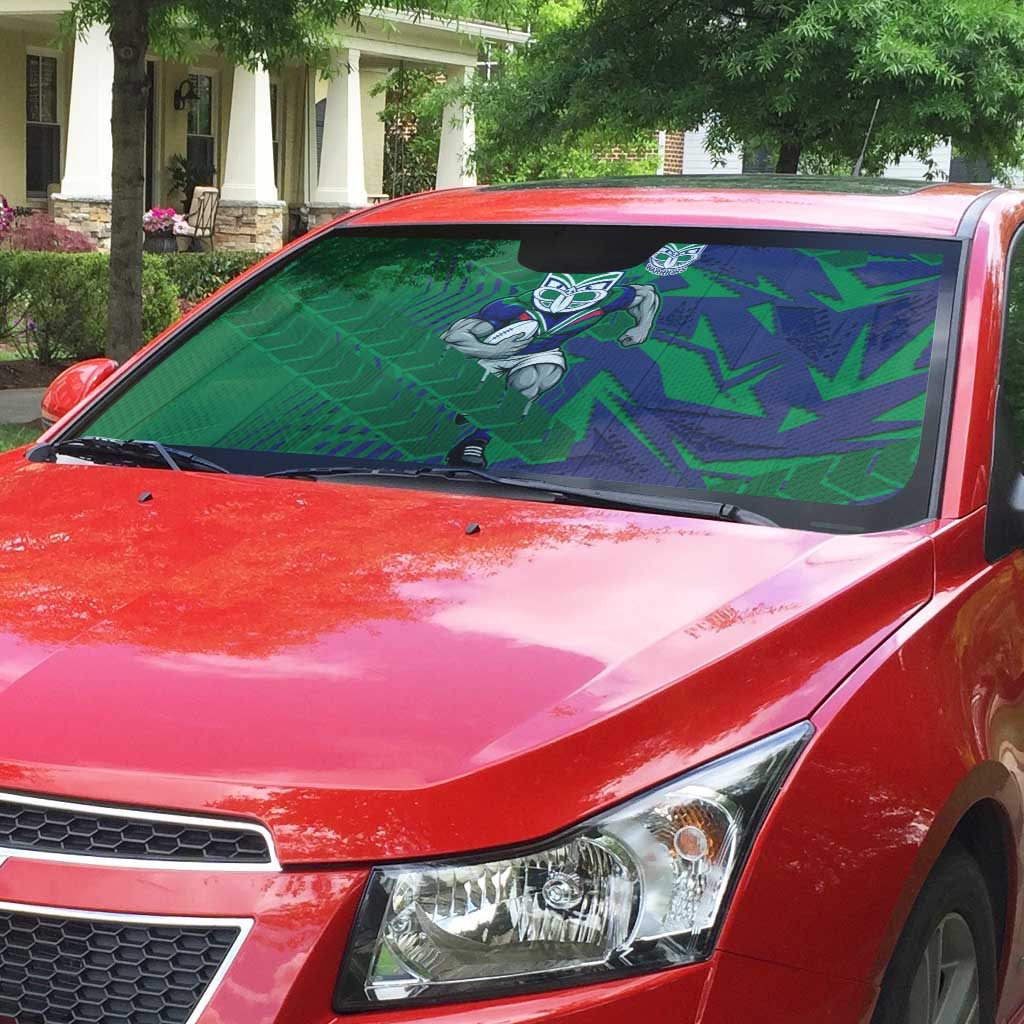 New Zealand Warriors Rugby Auto Sun Shade Fierce Mascot Geometric Tribal Art