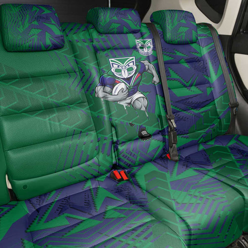 New Zealand Warriors Rugby Back Car Seat Cover Fierce Mascot Geometric Tribal Art