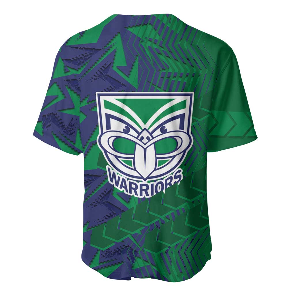 New Zealand Warriors Rugby Baseball Jersey Fierce Mascot Geometric Tribal Art