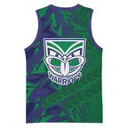 New Zealand Warriors Rugby Basketball Jersey Fierce Mascot Geometric Tribal Art