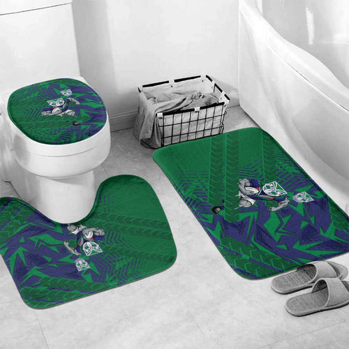 New Zealand Warriors Rugby Bathroom Set Fierce Mascot Geometric Tribal Art