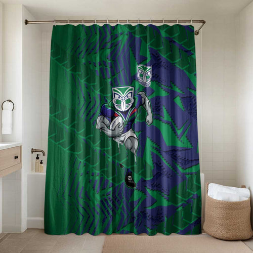 New Zealand Warriors Rugby Bathroom Set Fierce Mascot Geometric Tribal Art