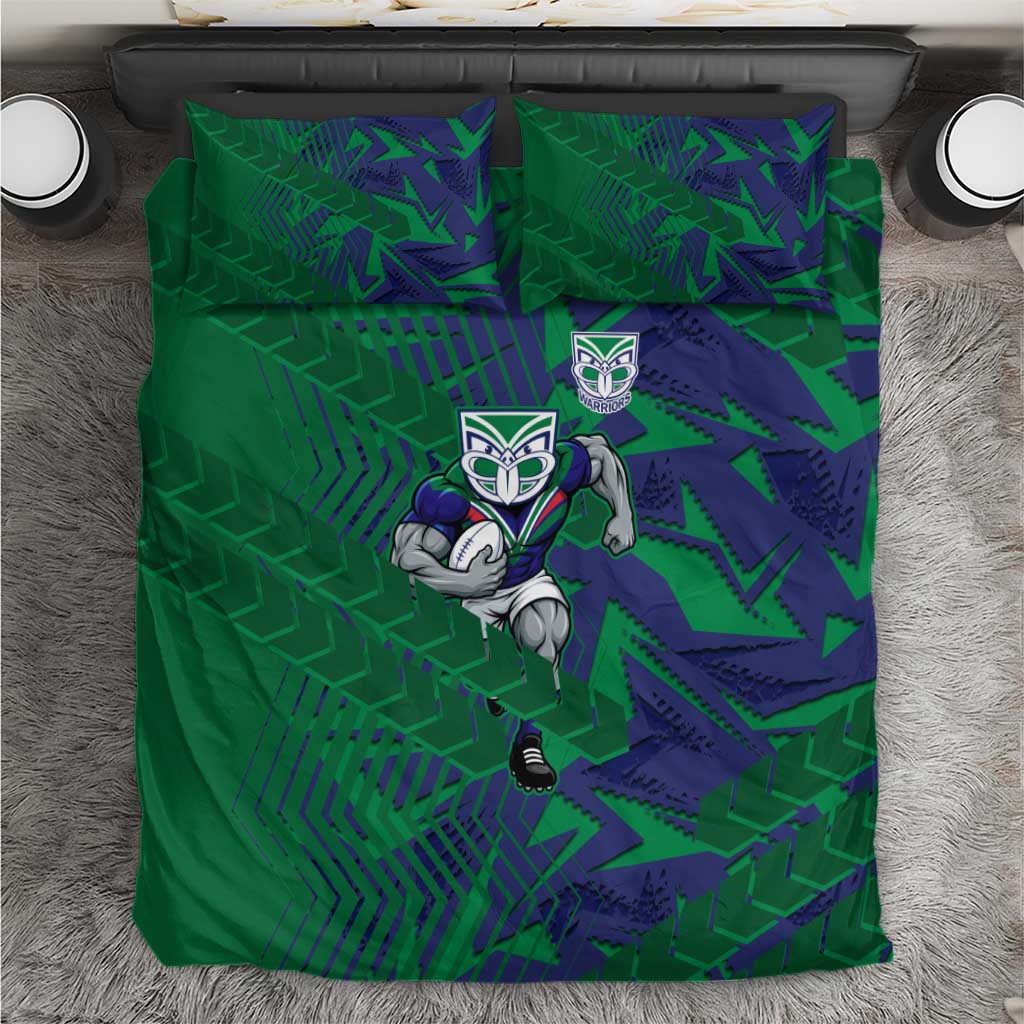 New Zealand Warriors Rugby Bedding Set Fierce Mascot Geometric Tribal Art