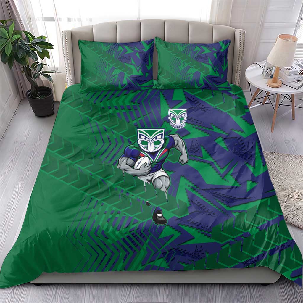 New Zealand Warriors Rugby Bedding Set Fierce Mascot Geometric Tribal Art