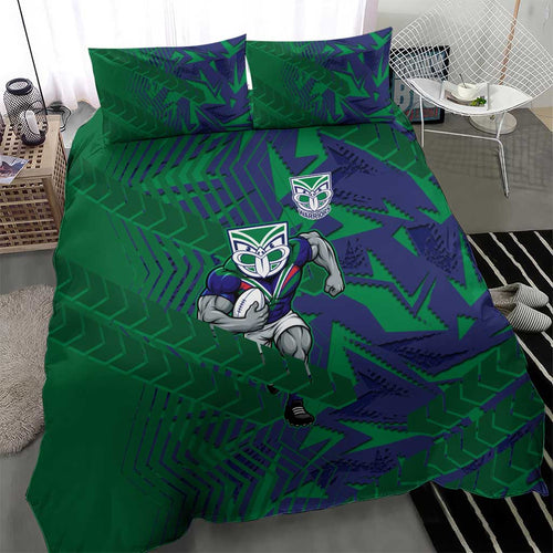 New Zealand Warriors Rugby Bedding Set Fierce Mascot Geometric Tribal Art