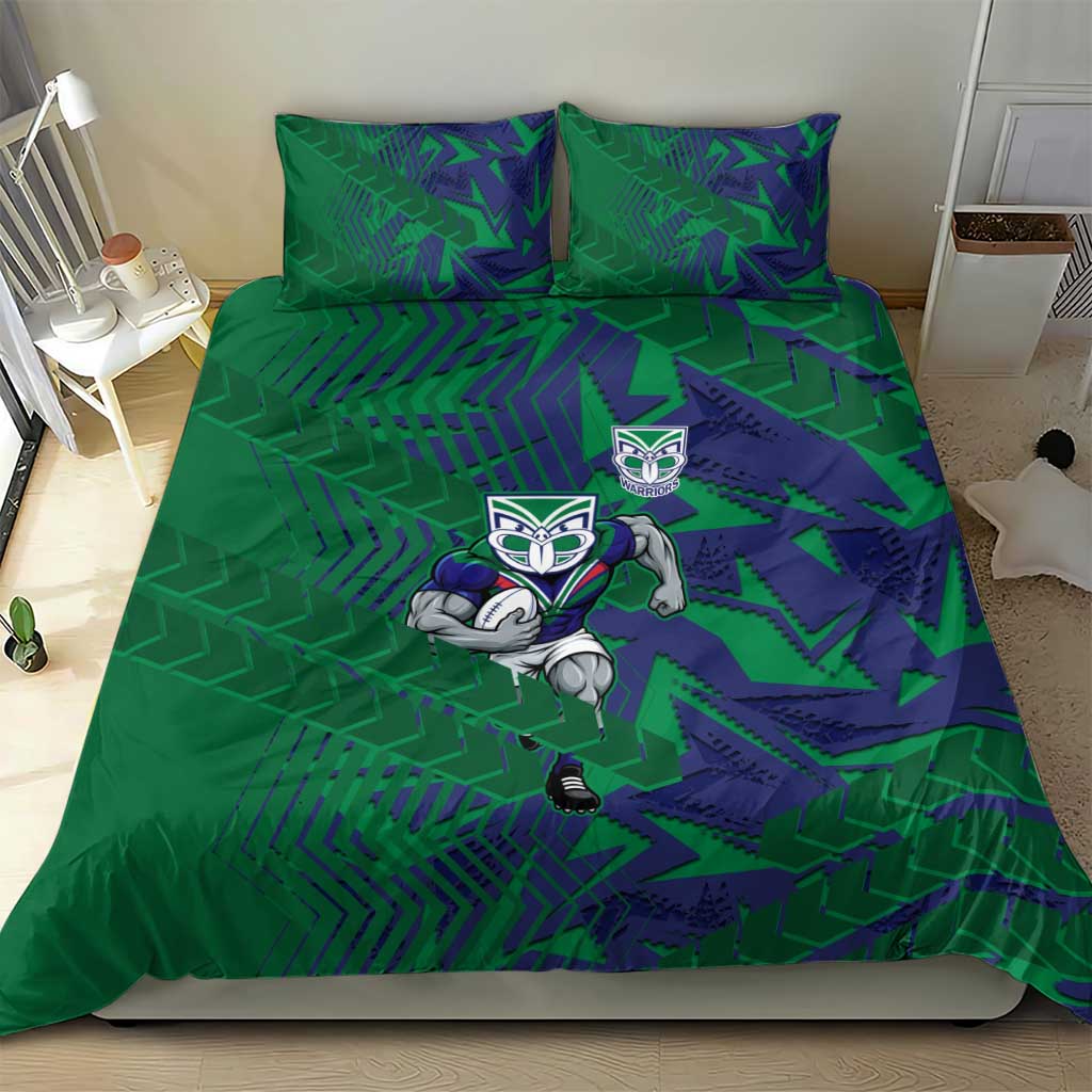 New Zealand Warriors Rugby Bedding Set Fierce Mascot Geometric Tribal Art