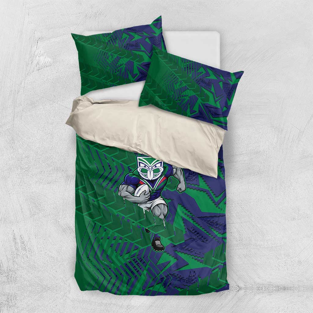 New Zealand Warriors Rugby Bedding Set Fierce Mascot Geometric Tribal Art