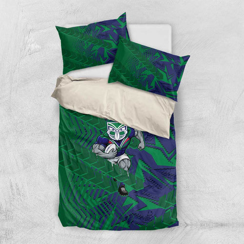 New Zealand Warriors Rugby Bedding Set Fierce Mascot Geometric Tribal Art
