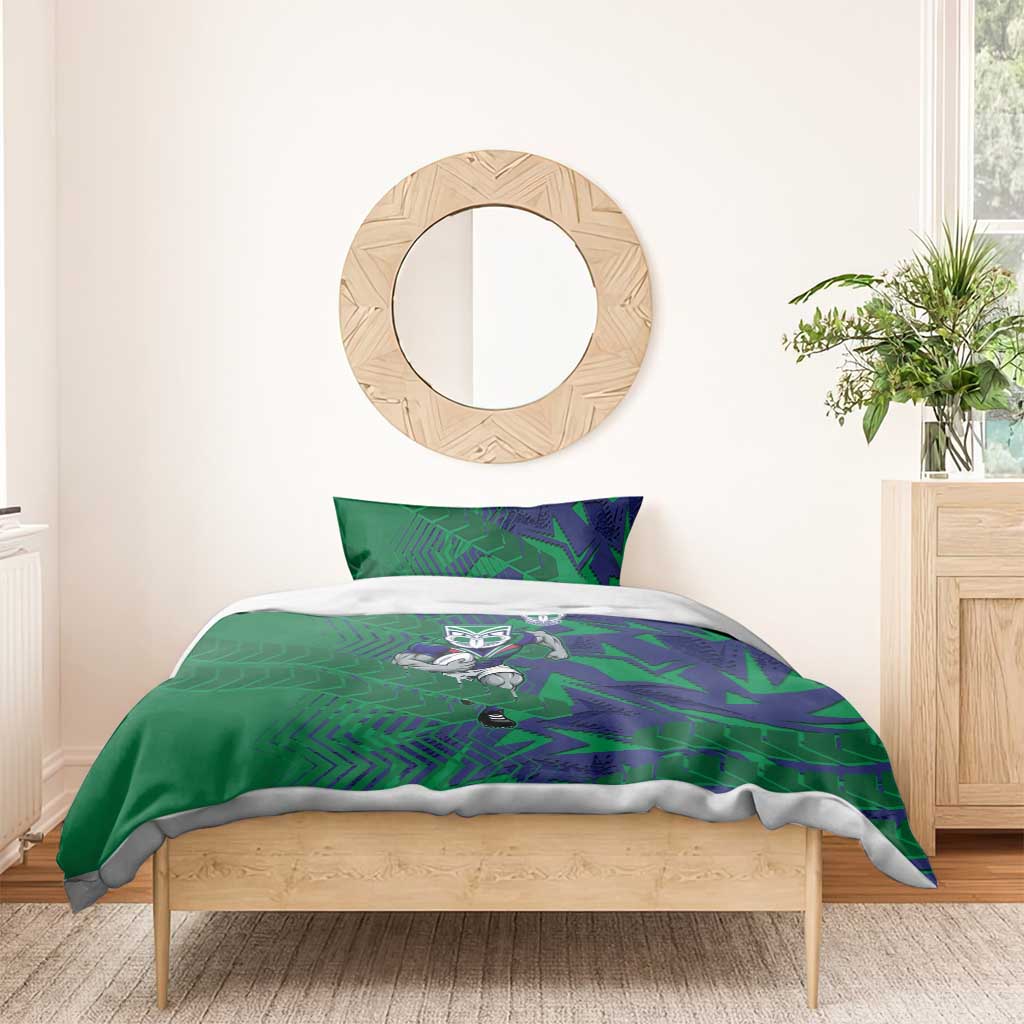 New Zealand Warriors Rugby Bedding Set Fierce Mascot Geometric Tribal Art