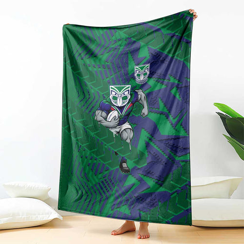 New Zealand Warriors Rugby Blanket Fierce Mascot Geometric Tribal Art