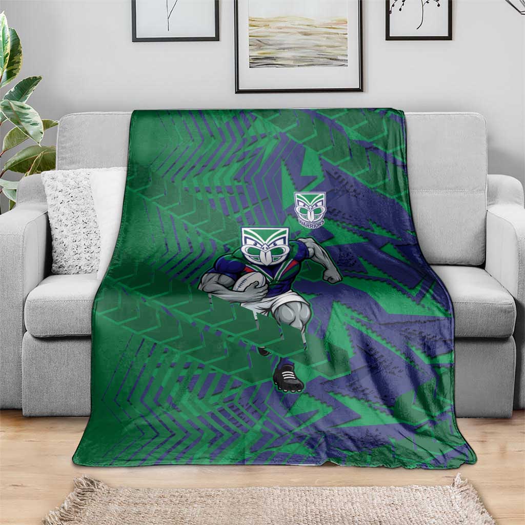 New Zealand Warriors Rugby Blanket Fierce Mascot Geometric Tribal Art