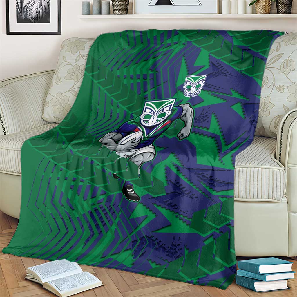 New Zealand Warriors Rugby Blanket Fierce Mascot Geometric Tribal Art