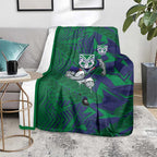 New Zealand Warriors Rugby Blanket Fierce Mascot Geometric Tribal Art