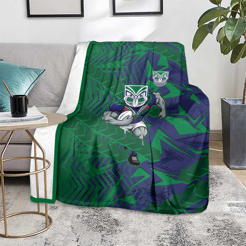 New Zealand Warriors Rugby Blanket Fierce Mascot Geometric Tribal Art