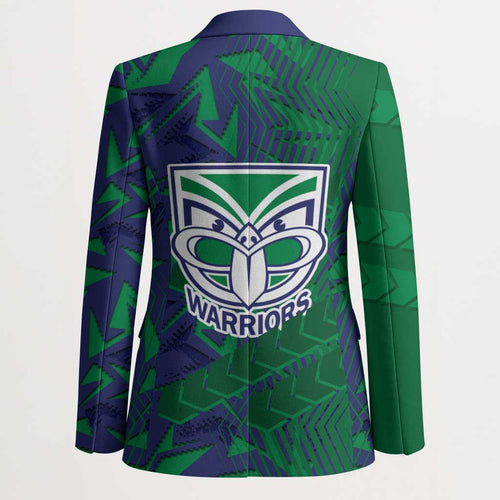 New Zealand Warriors Rugby Blazer Fierce Mascot Geometric Tribal Art