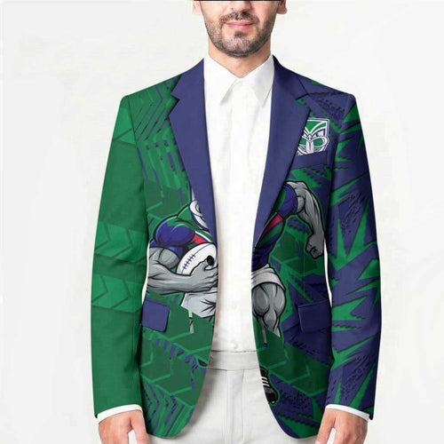 New Zealand Warriors Rugby Blazer Fierce Mascot Geometric Tribal Art