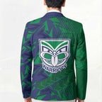 New Zealand Warriors Rugby Blazer Fierce Mascot Geometric Tribal Art