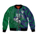 New Zealand Warriors Rugby Bomber Jacket Fierce Mascot Geometric Tribal Art