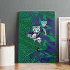 New Zealand Warriors Rugby Canvas Wall Art Fierce Mascot Geometric Tribal Art