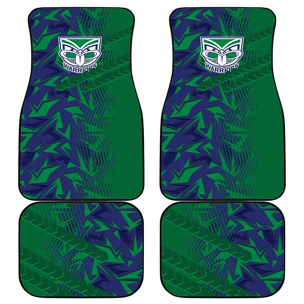 New Zealand Warriors Rugby Car Mats Fierce Mascot Geometric Tribal Art