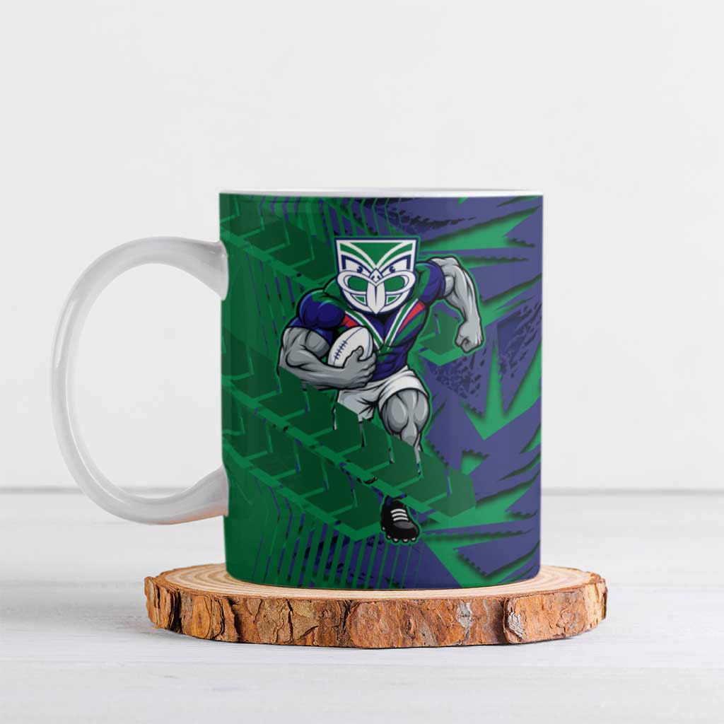 New Zealand Warriors Rugby Ceramic Mug Fierce Mascot Geometric Tribal Art