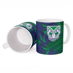 New Zealand Warriors Rugby Ceramic Mug Fierce Mascot Geometric Tribal Art