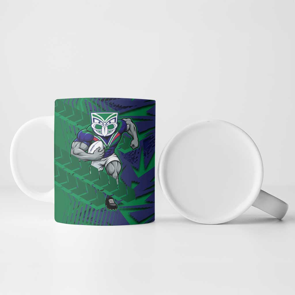 New Zealand Warriors Rugby Ceramic Mug Fierce Mascot Geometric Tribal Art