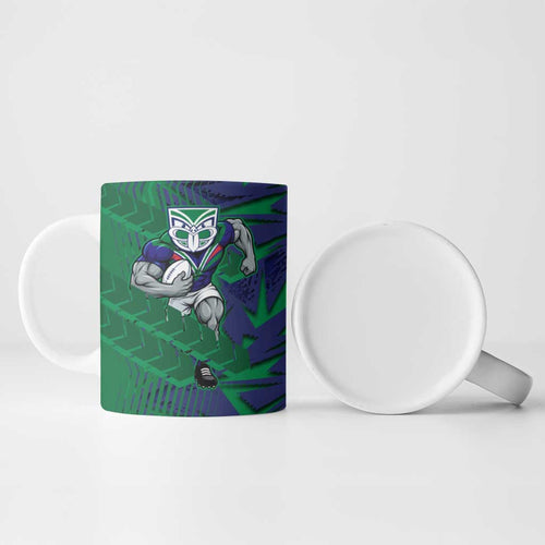 New Zealand Warriors Rugby Ceramic Mug Fierce Mascot Geometric Tribal Art
