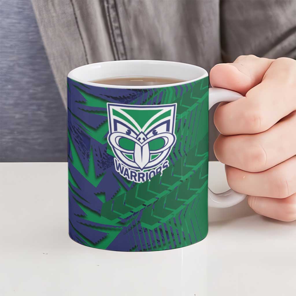 New Zealand Warriors Rugby Ceramic Mug Fierce Mascot Geometric Tribal Art