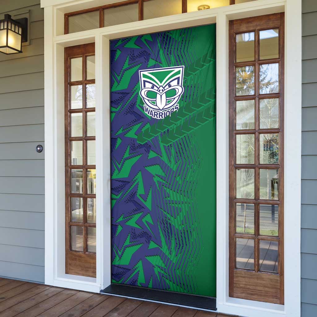 New Zealand Warriors Rugby Door Cover Fierce Mascot Geometric Tribal Art