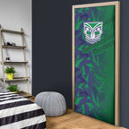 New Zealand Warriors Rugby Door Cover Fierce Mascot Geometric Tribal Art