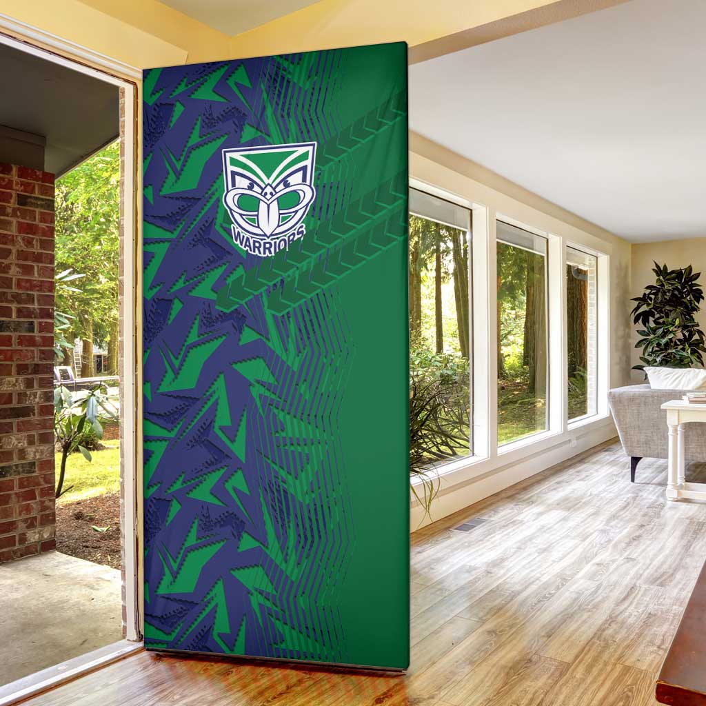 New Zealand Warriors Rugby Door Cover Fierce Mascot Geometric Tribal Art