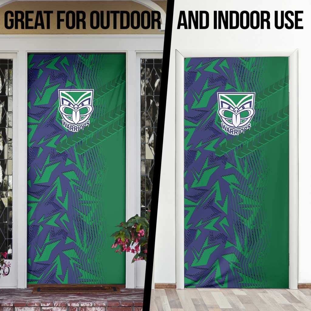 New Zealand Warriors Rugby Door Cover Fierce Mascot Geometric Tribal Art