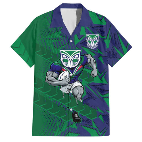 New Zealand Warriors Rugby Family Matching Off Shoulder Maxi Dress and Hawaiian Shirt Fierce Mascot Geometric Tribal Art