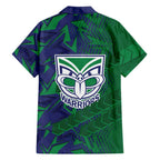 New Zealand Warriors Rugby Family Matching Puletasi and Hawaiian Shirt Fierce Mascot Geometric Tribal Art