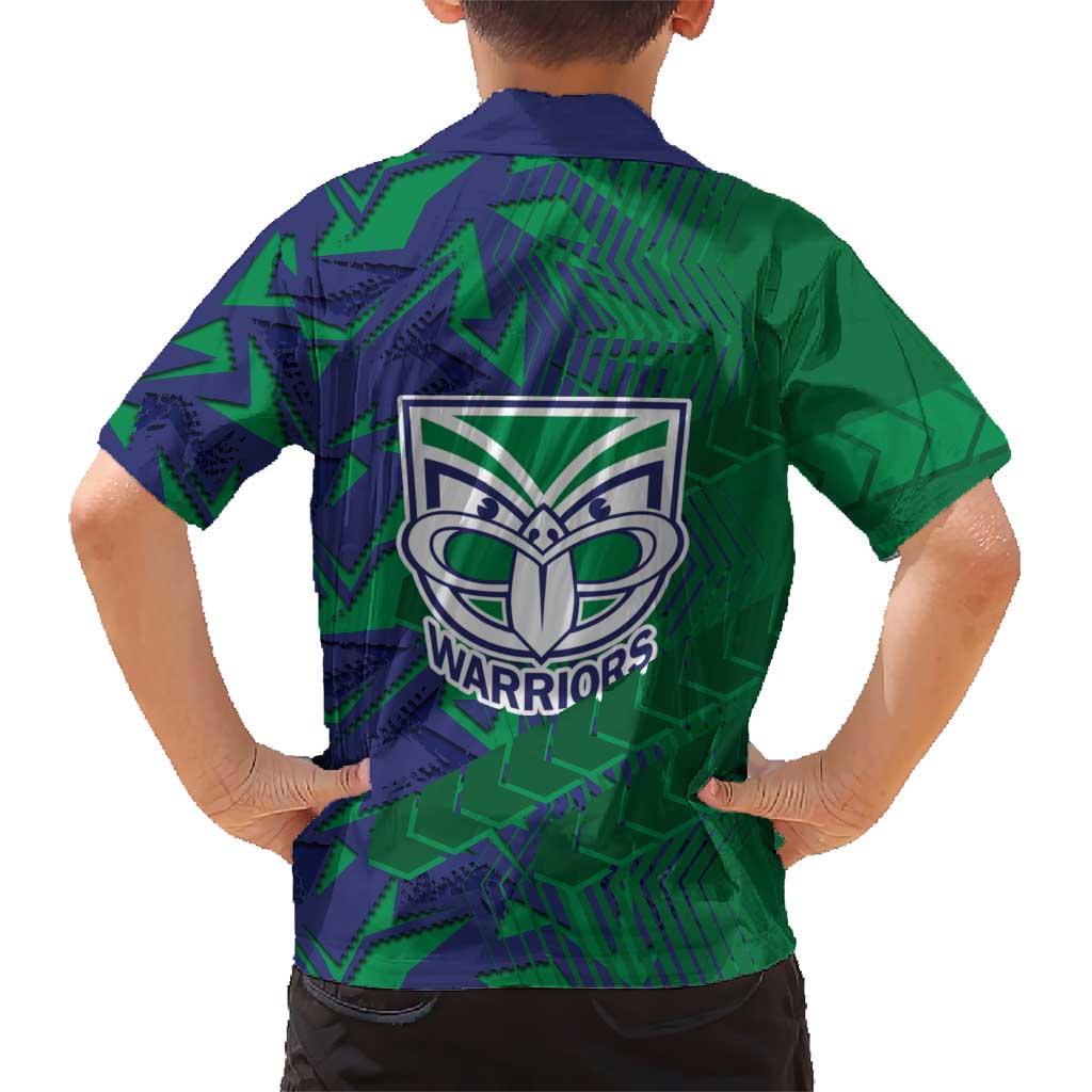 New Zealand Warriors Rugby Family Matching Summer Maxi Dress and Hawaiian Shirt Fierce Mascot Geometric Tribal Art
