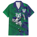 New Zealand Warriors Rugby Family Matching Summer Maxi Dress and Hawaiian Shirt Fierce Mascot Geometric Tribal Art