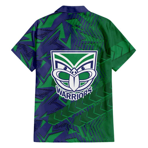 New Zealand Warriors Rugby Family Matching Summer Maxi Dress and Hawaiian Shirt Fierce Mascot Geometric Tribal Art