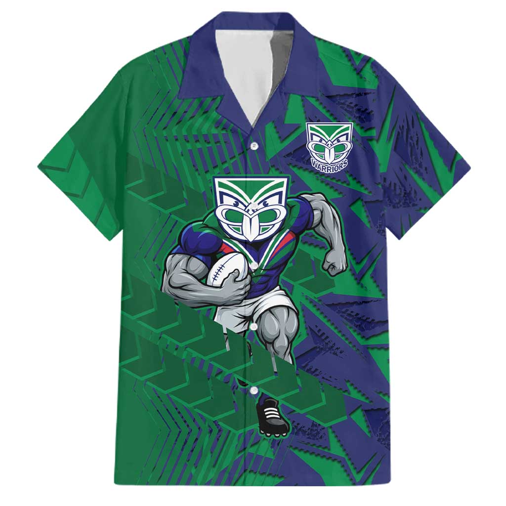 New Zealand Warriors Rugby Family Matching Tank Maxi Dress and Hawaiian Shirt Fierce Mascot Geometric Tribal Art